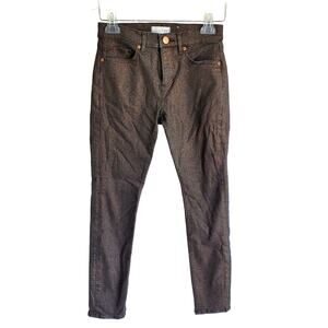 Made and Loved Loft Pants Womens 25/0 Petite Slim Pockets Brown Shiny Skinny Fit